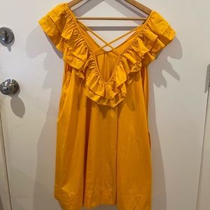 Maeve by Anthropologie Ruffle Tunic Mini Dress, Mango, Size Small